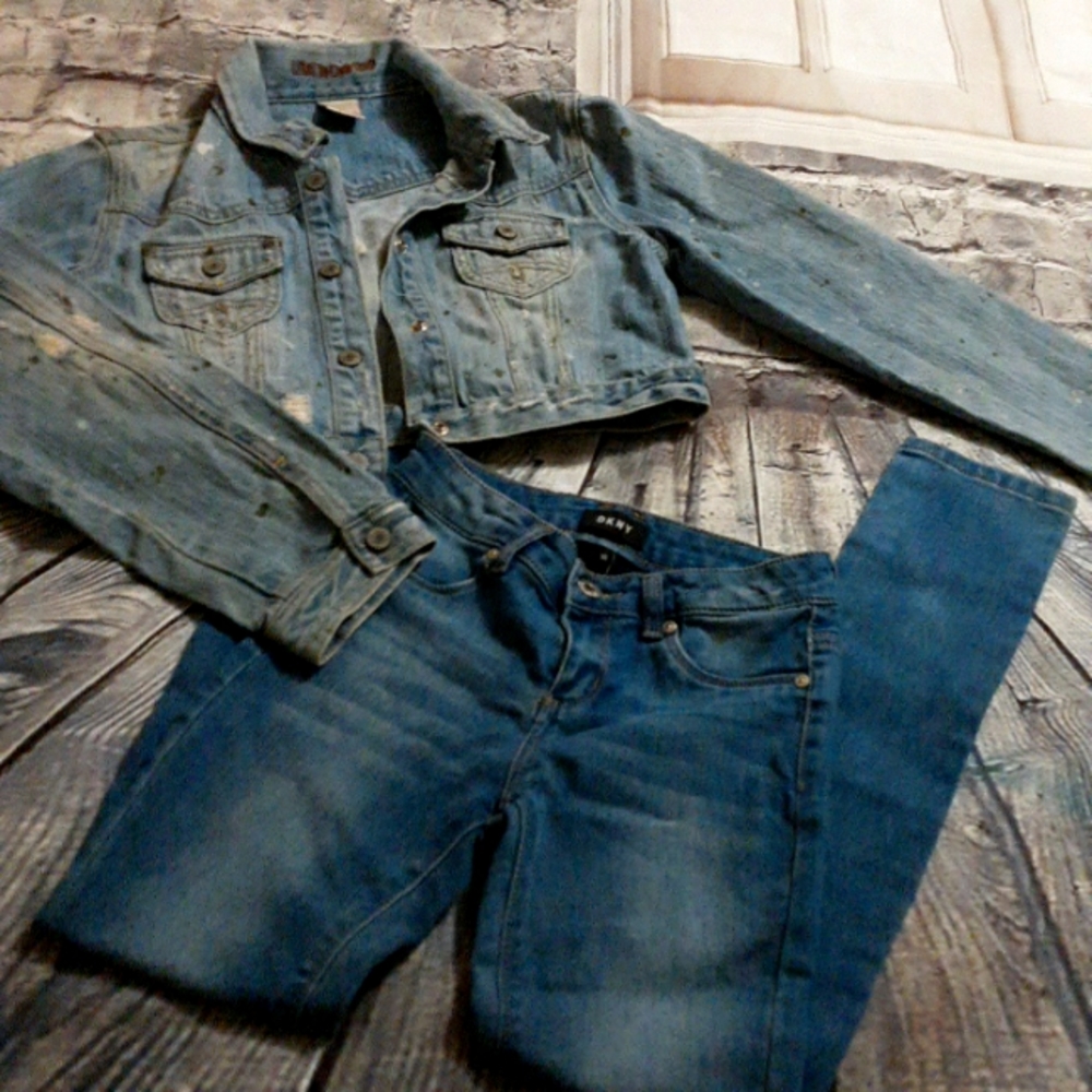 Bundle 2 pieces DKNY jeans / Limited too jacket for girls size 10 M (1)